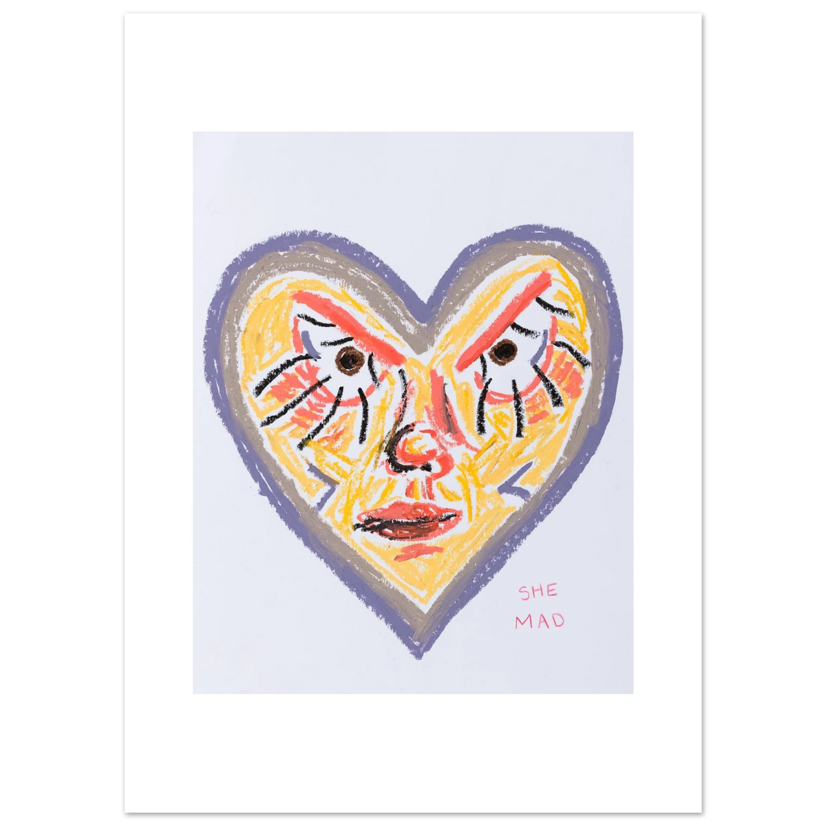 She Mad – Herz voller wütender Augen, Ölpastell von Jordan