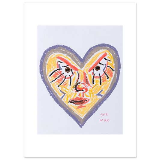 She Mad – Herz voller wütender Augen, Ölpastell von Jordan